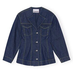 Ganni Rinse Denim Fitted Blazer